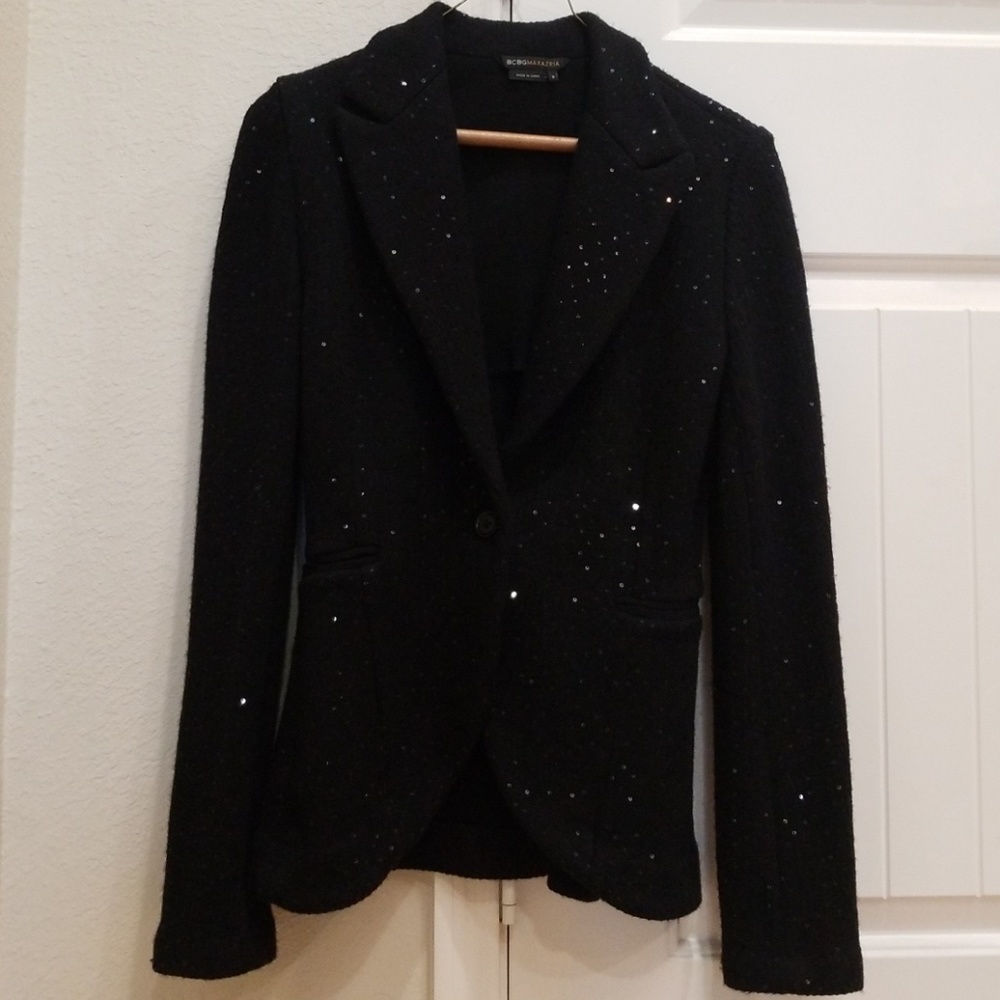 COPY - BCBGMAXAZRIA Sequins 100% Wool Knit Blazer